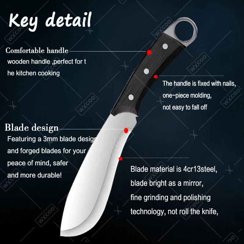 WXCOO Boning Knife Hand Forged Hammer Butcher Knife Wooden Handle Kitchen Chef Slicing Knives Cooking BBQ Fruit Steak Knife view 4