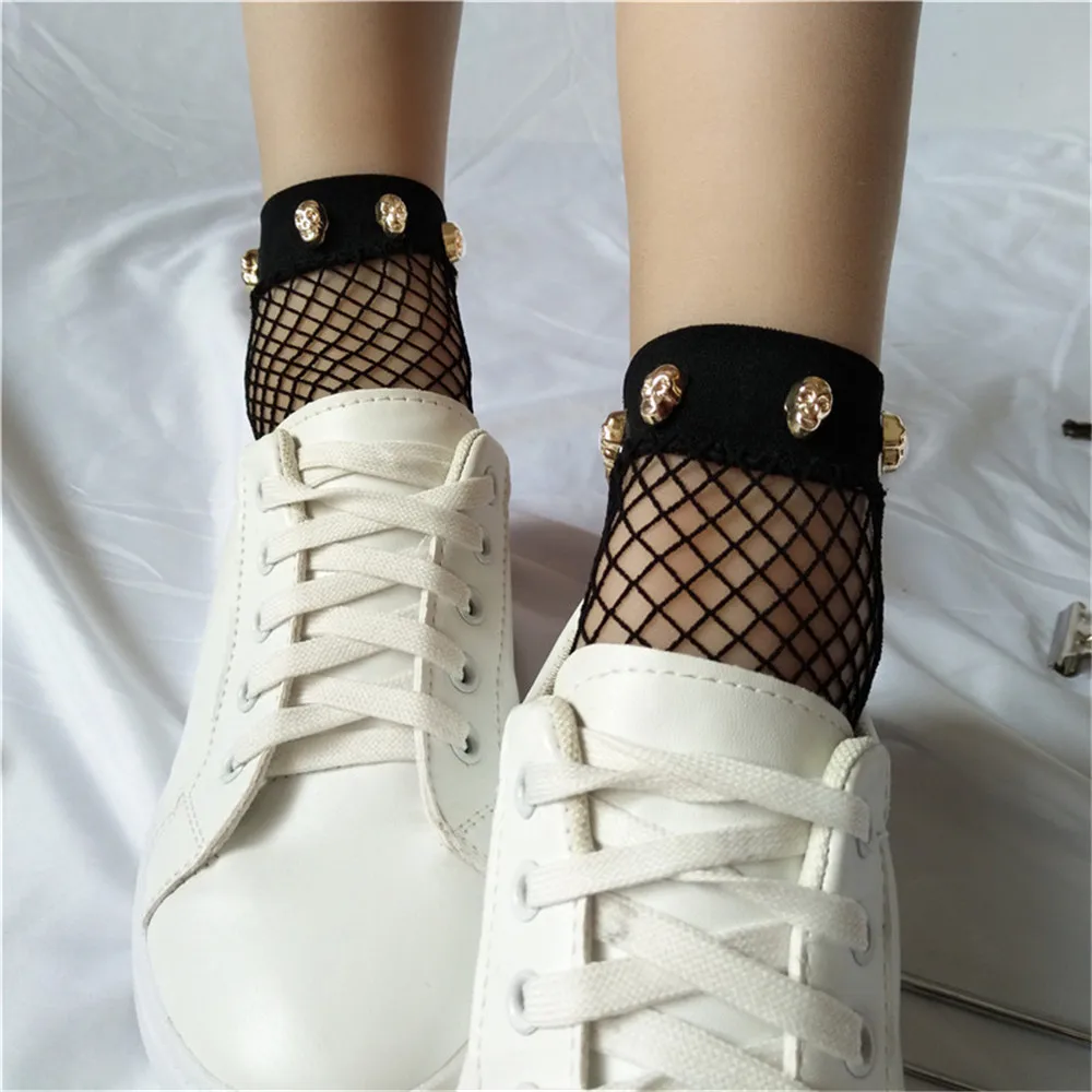 

1pairs/2PCS Chic Streetwear Women's Harajuku Breathable Rivet Fishnet Socks.Sexy Hollow out Nets Socks Ladies Mesh Sox Hosiery