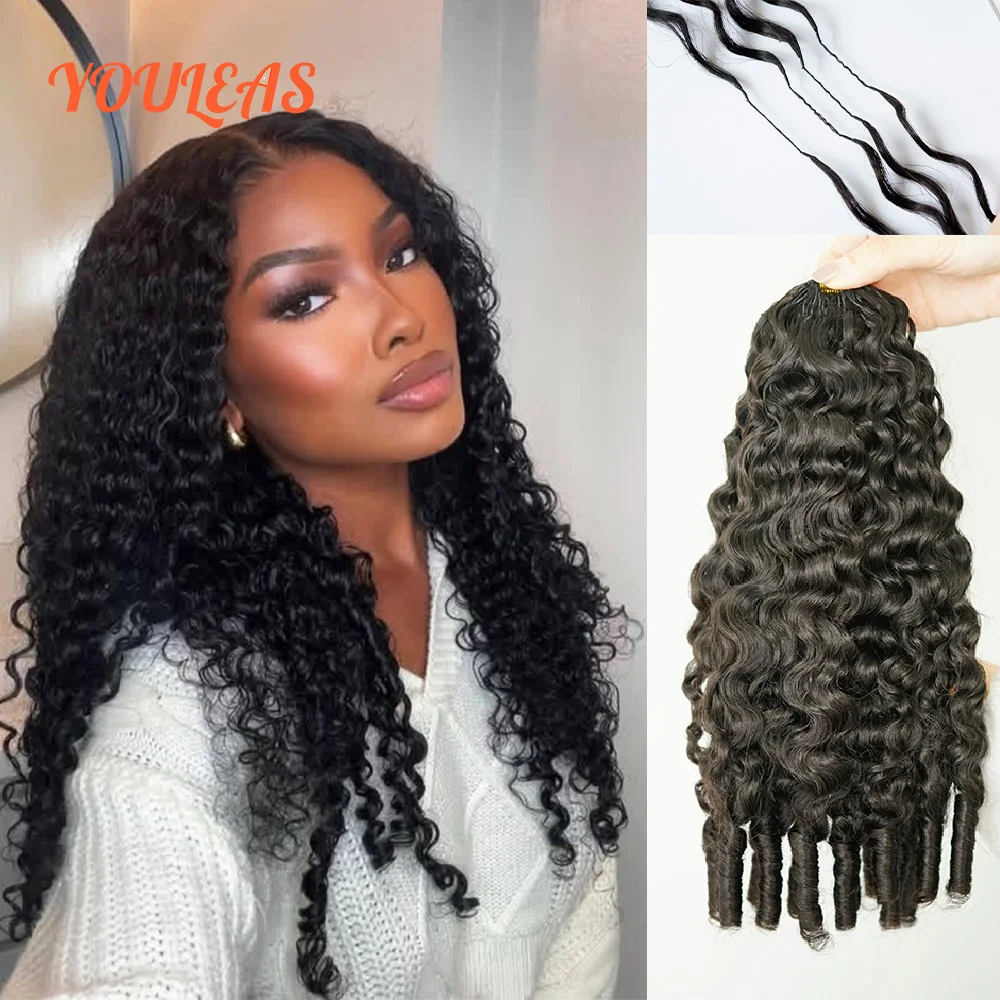 

Безузловые предварительно разделенные волосы для косичек крючком, натуральные волосы для плетения, бирманские кудрявые волосы, спиральные концы, для женщин