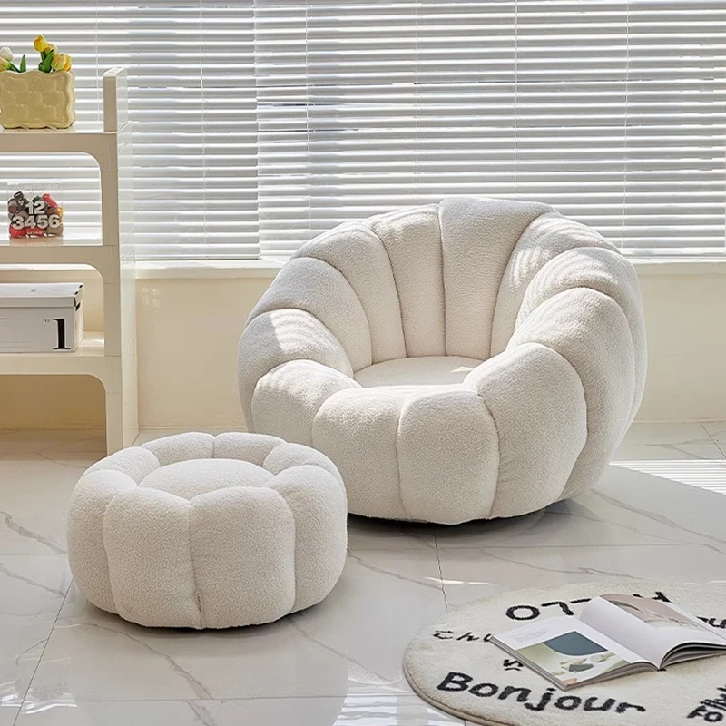 Multifunctional Lazy Bean Bag Sofa White Single Round Ergonomic Bean Bag Sofas Floor Nordic Puf De Asiento Prefabricated House