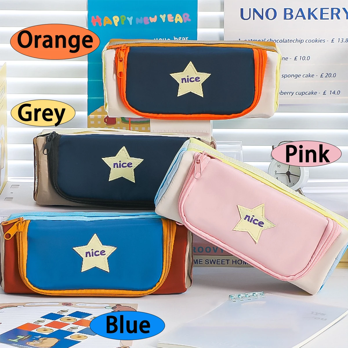 2025 New Square Star Pencil Case Multi-Function Tote Stationery Bag Aesthetic Unique Multi-Layer Pencil Box School Essential