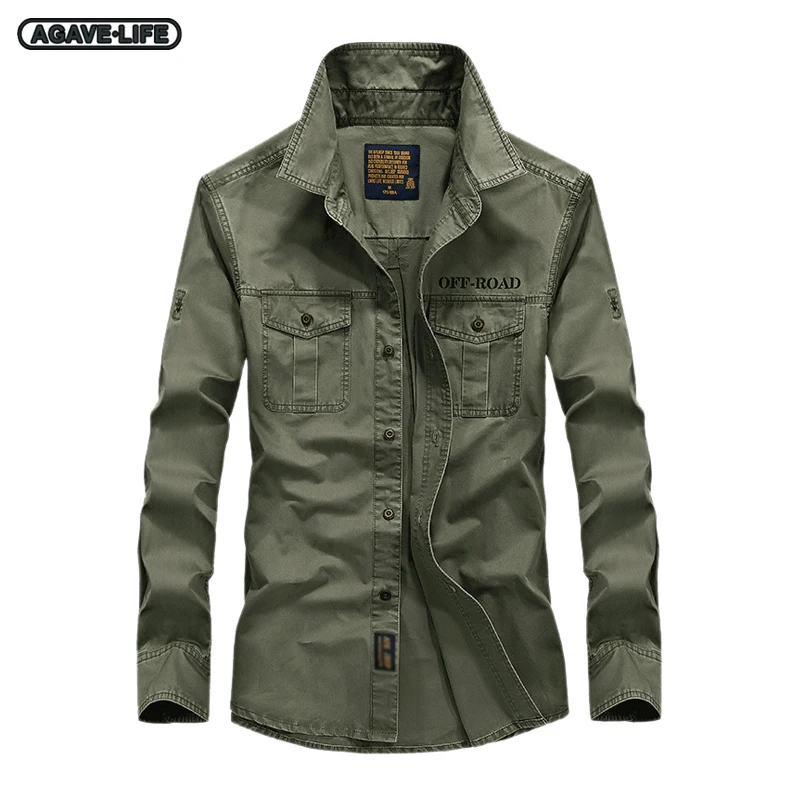 

Military Tactics Shirt Men's Spring Autumn Cotton Shirt High Quality Long Sleeve Tops Men Solid Color Casual Loose Tooling Shirt