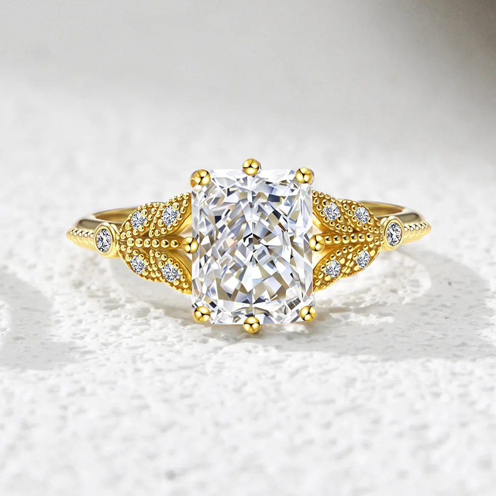 Withered Stacked Ring Women's 925 Sterling Silver 3-carat Ice Flower Cut Zircon Crown Wedding Ring Set