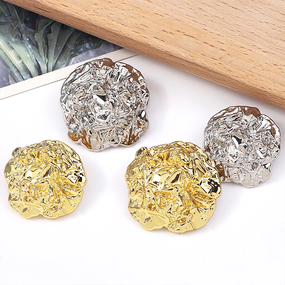 10 قطعة أزرار معدنية مجردة متعددة الاستخدامات للسترات/الحقائب/الحرف اليدوية ذاتية الصنع ، 17/22/35 مللي متر أزرار ذات شكل غير منتظم الذهب والفضة