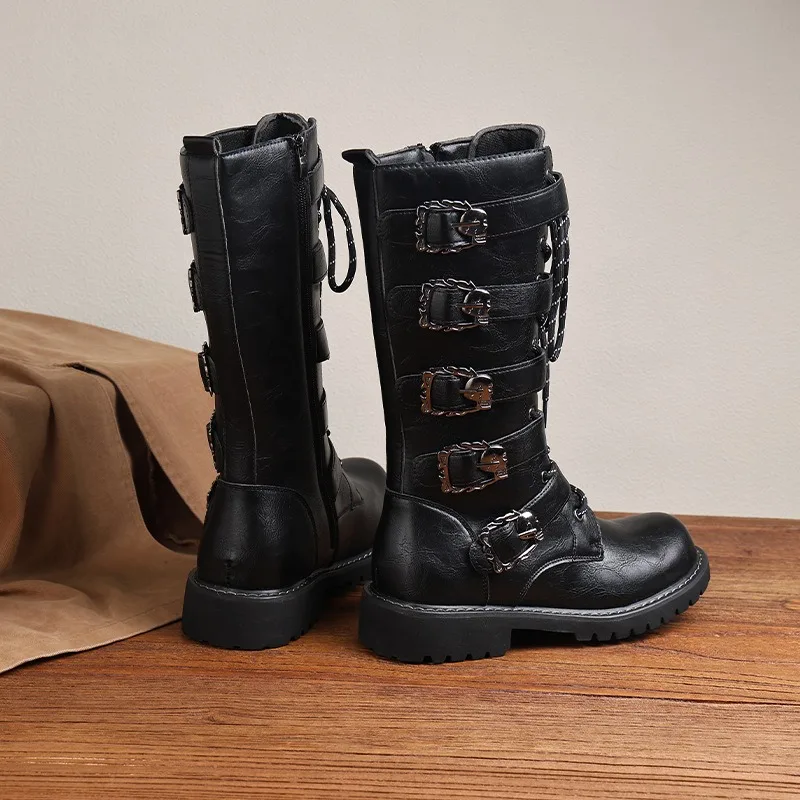 Men's Boots Fashion Mid-calf Boots Retro Knight Boot Classic Western Cowboy Boots for Men Luxury Leather Boot Botas Para Hombre