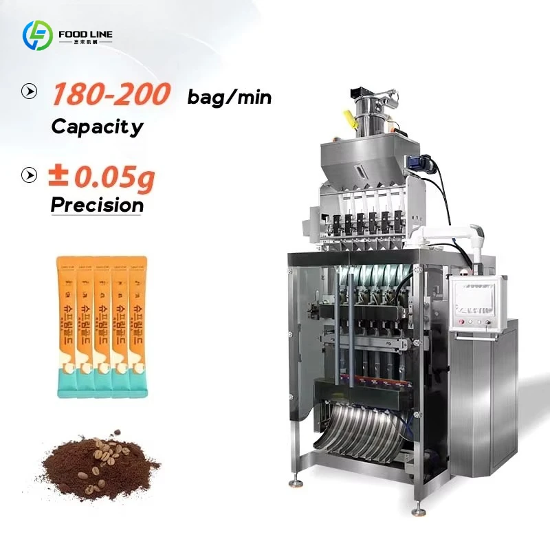 Automatic Multi lane Filling Sealing 15g 20g 3 in 1 Freeze Dried Instant Coffee Stick Sachet Packing Machine