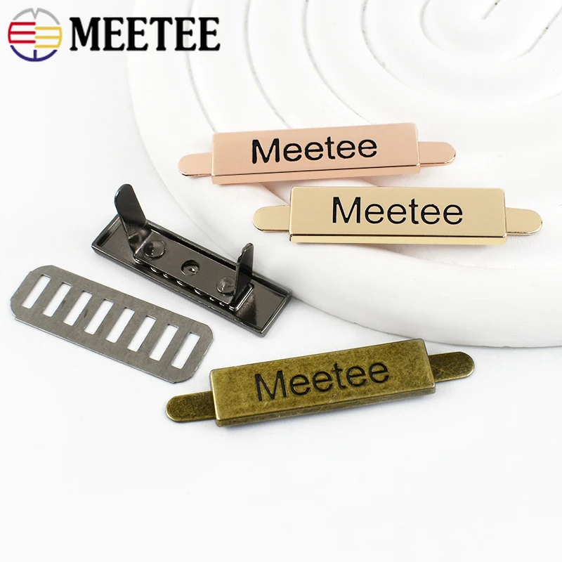 5/10/20Pcs 36*10mm Meetee Handmade Metal Bag Labels Purse Wallet Tag Clothes Decoration Label Clasp Jeans Shoes Tags Accessories