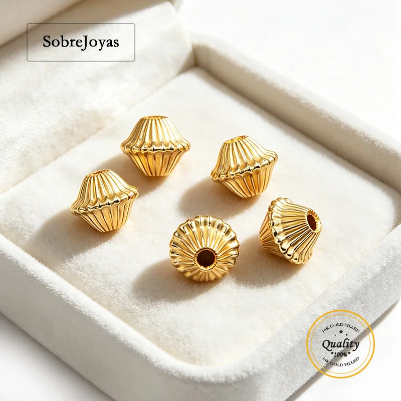 14k Gold Filled Corrugated Bead 5.5mm Tarnish Resistant Gold Bead for DIY Jewelry Making Accessories