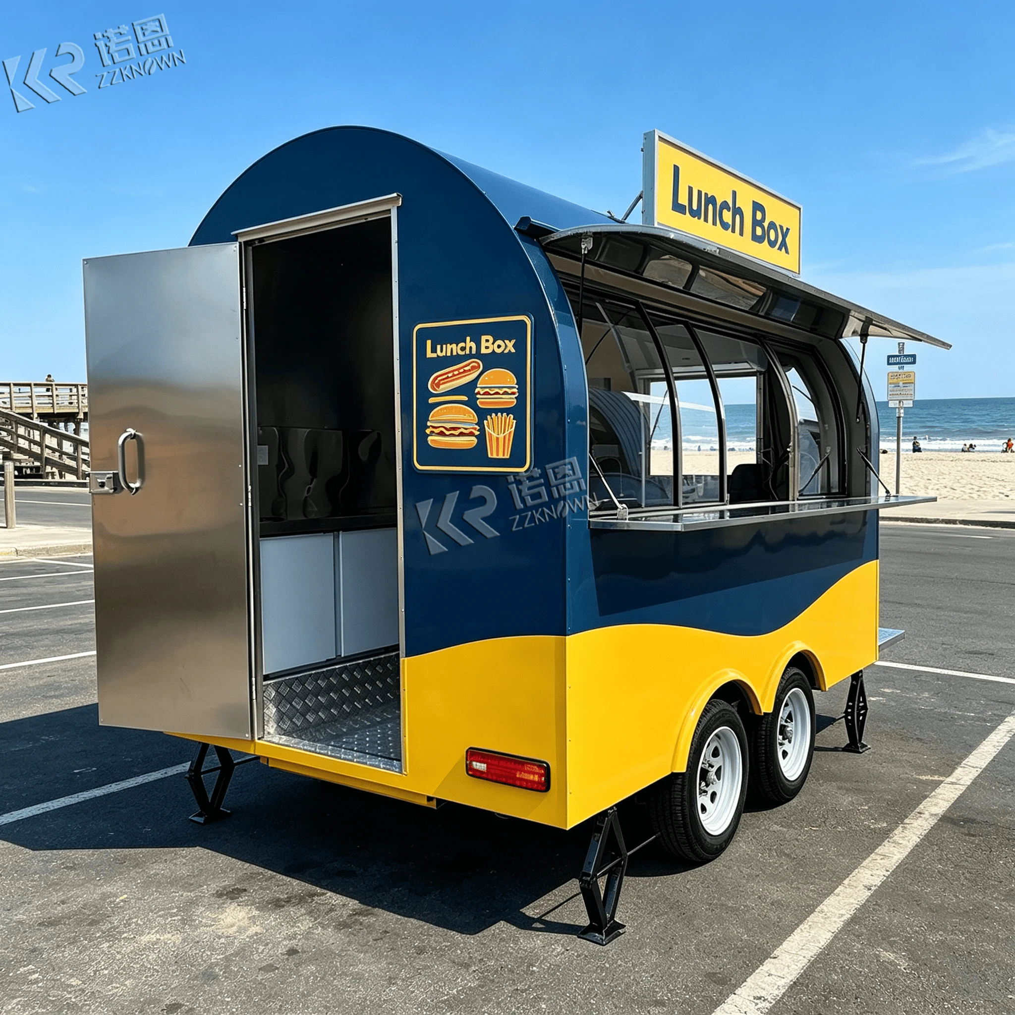 2.5m Curved Towable Food Trailer CE‑Certified With Service Window for Street Bubble Tea Kiosk