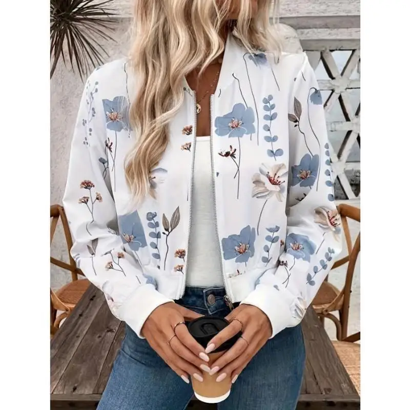 

Men's Floral Print Jaet Casual Sle Waist-Cinching PU Leather Windbreaker Ci Walk Thin Nine-Quarter Sve Long Jaet