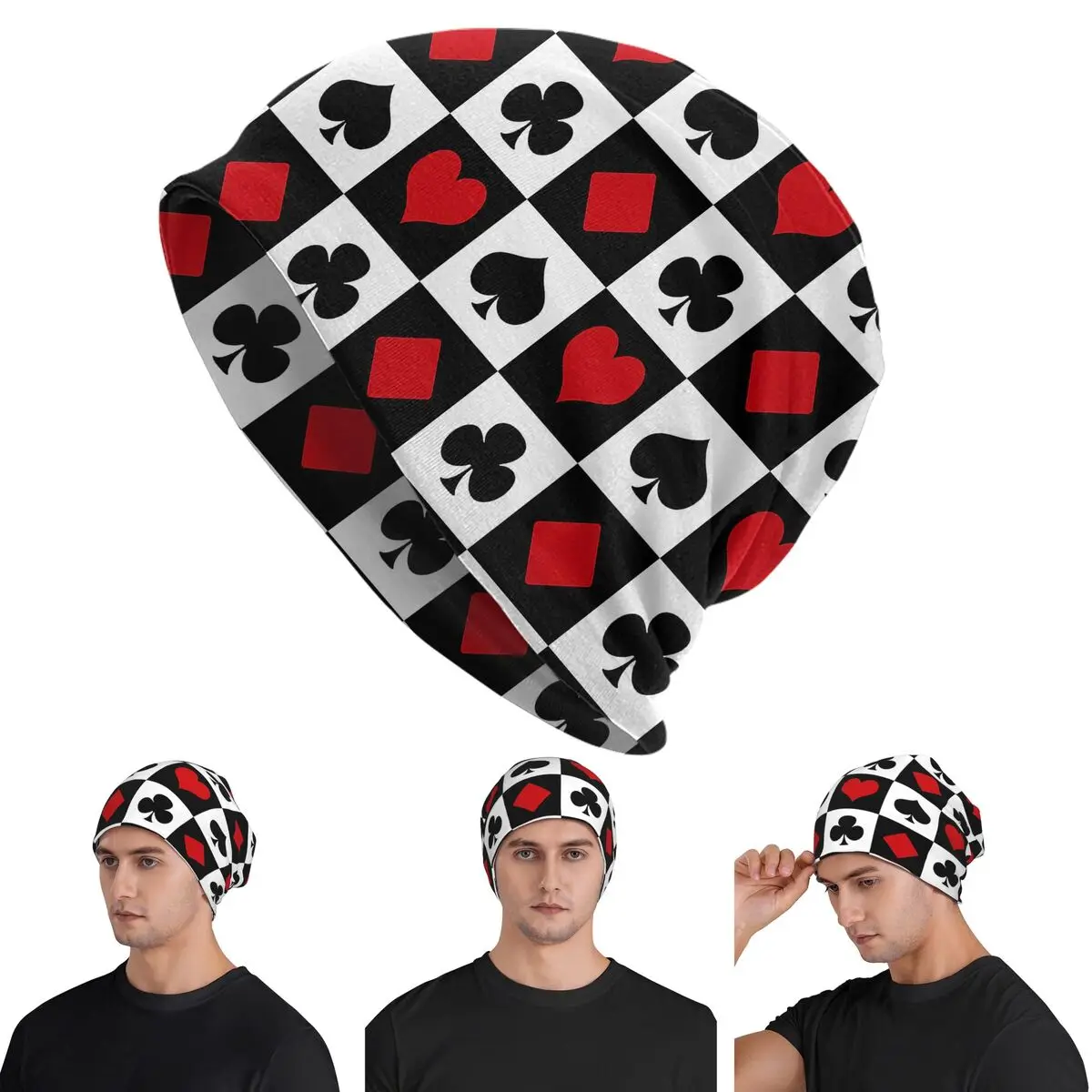 

Playing Card Skullies Beanies Hats Warm Autumn Winter Outdoor Cap Knitted Bonnet Caps for Unisex Adult