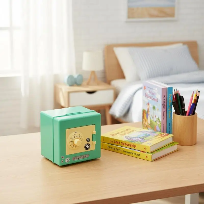 4 Digit Lock Mini Piggy Bank Safe Box for Kids Children Money Saving Coin Cash Bank Educational Storage Security Home Office