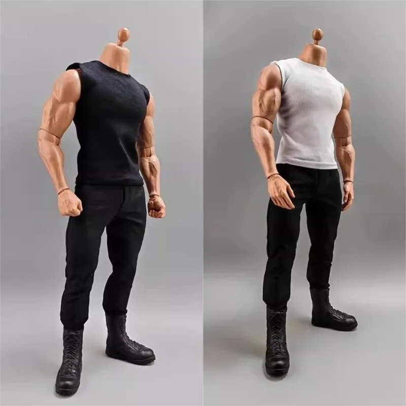 

In Stock 1/6 Scale Soldier Sleeveless Vest T-shirt Clothes Pure Color for 12inch AT207 Wide Shoulders Strong Action Figures Body