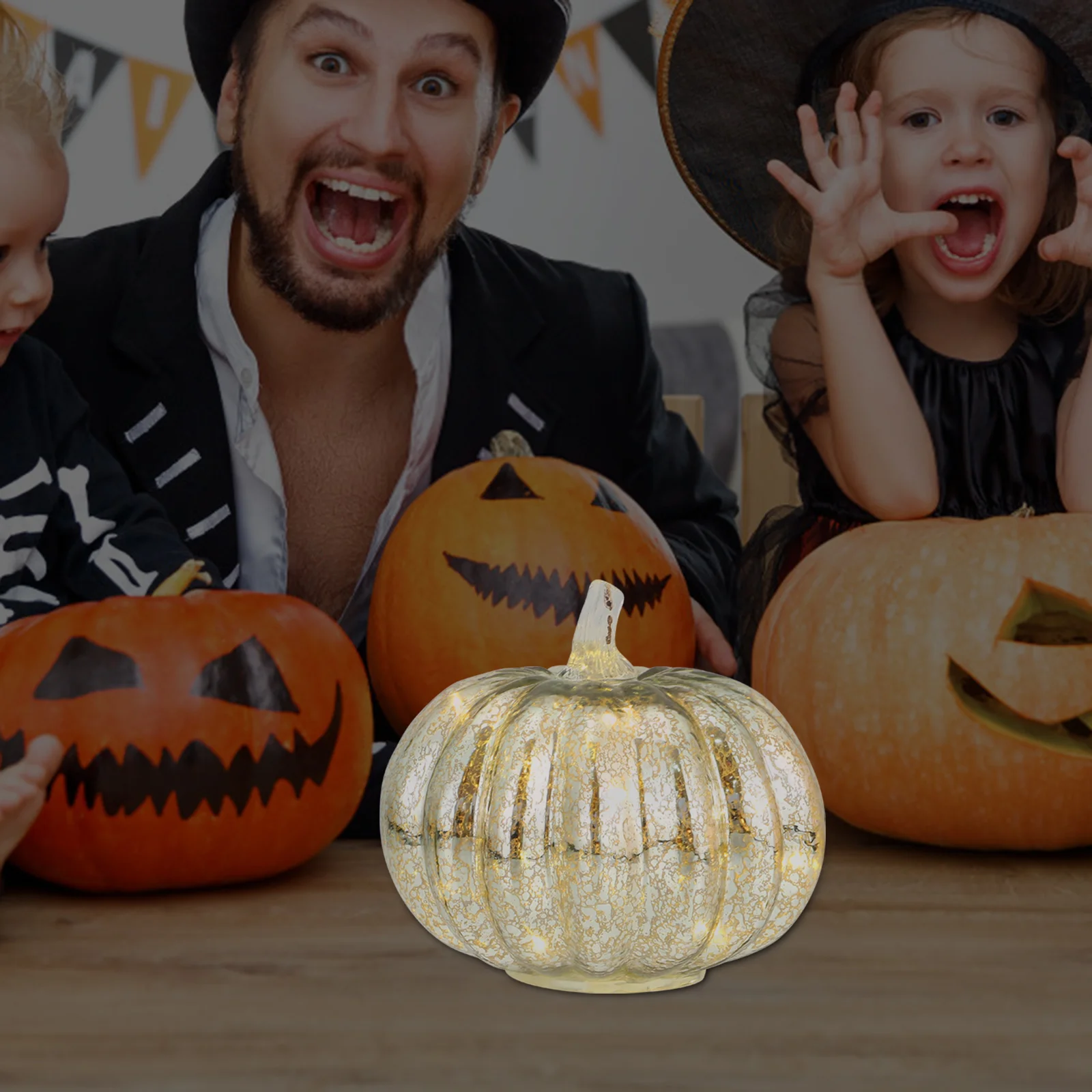 Luci Decorative per esterni Halloween Glass LED up Jack-o-lantern Child Night Fall Decoration Pumpkin