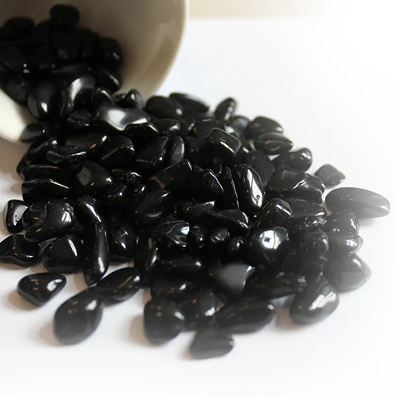 5-7mm 100g Natural Black Obsidian Quartz Crystal Polished Chip Stone Ore Rock Reiki Healing Tumbled Gemstone Home Aquarium Decor