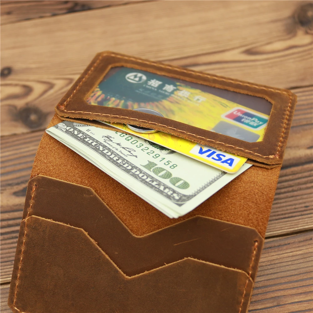 Men\'s Leather Engraving ID Credit Card Holder Wallet Coin Purse Business Slim Money Pocket Case Multi-card Small Card Holder