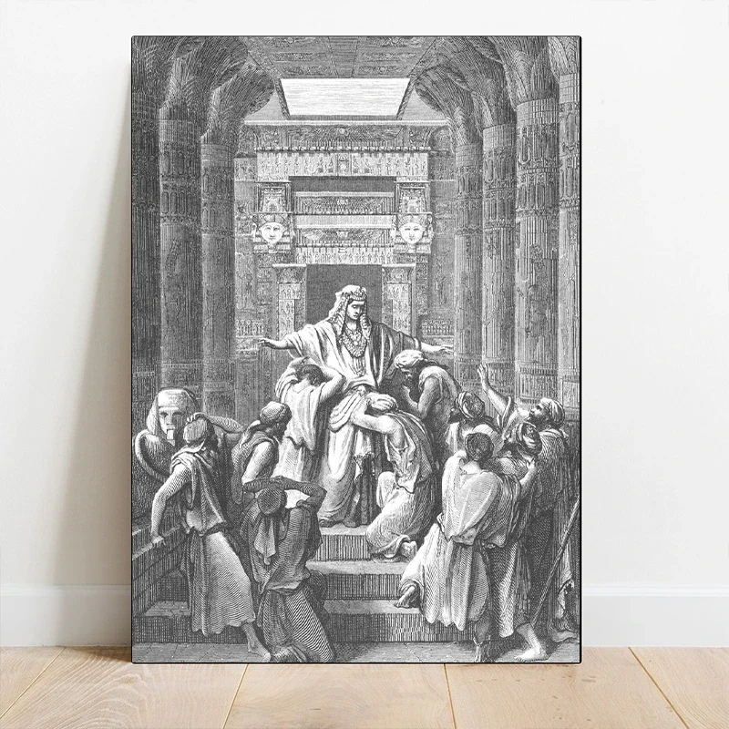 Gustave Dore Vintage Classic Artwork Jacob Wrestles The Angel Poster Canvas Painting Wall Art Pictures for Living Room Decor