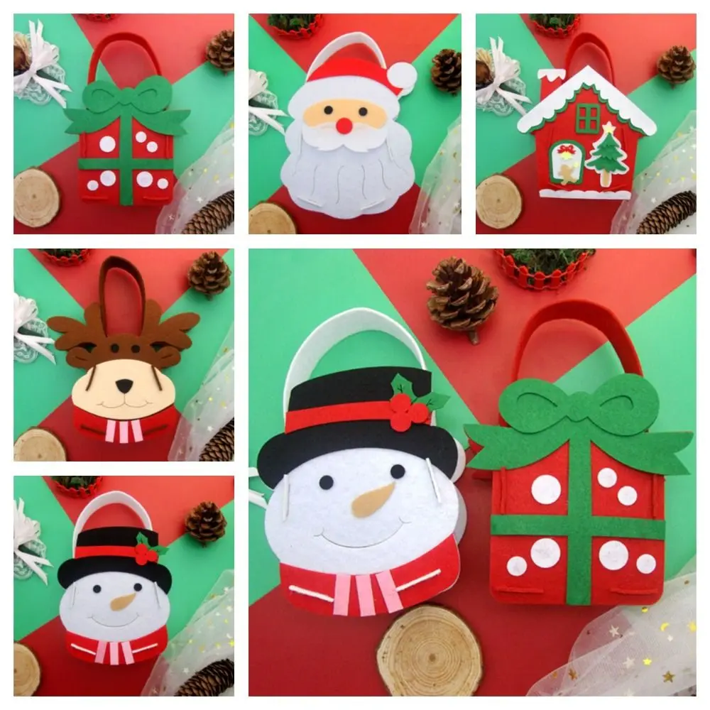 Niet-geweven stof DIY Kerstmis Snoep Tas Cadeau Sneeuwpop DIY Kersttas Speelgoed Kriss Kringle Kerstman Draagbare Elanden Handtas Peuters