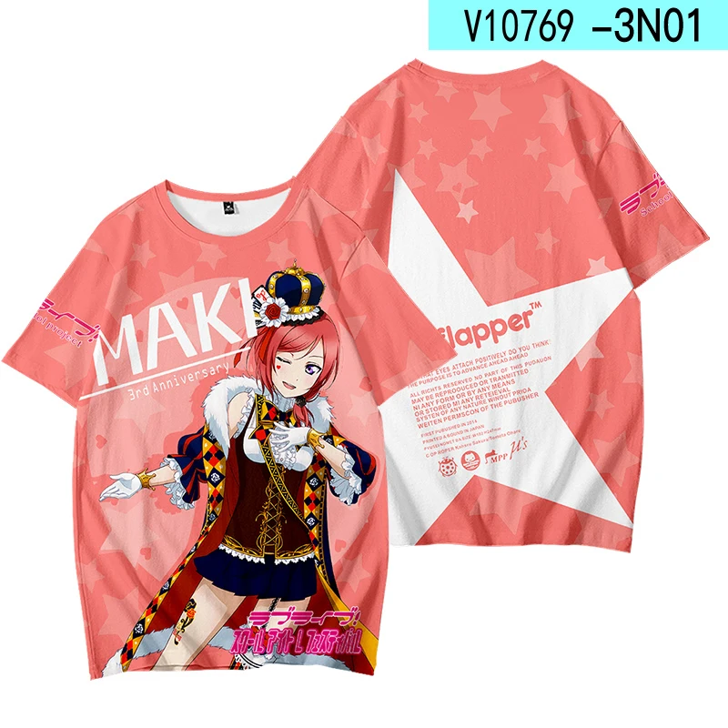 Anime LoveLive! School idol project Cosplay T shirt 3D Print Men Women Short Sleeve Harajuku T-shirt Casual Kid Tee Top Clothing