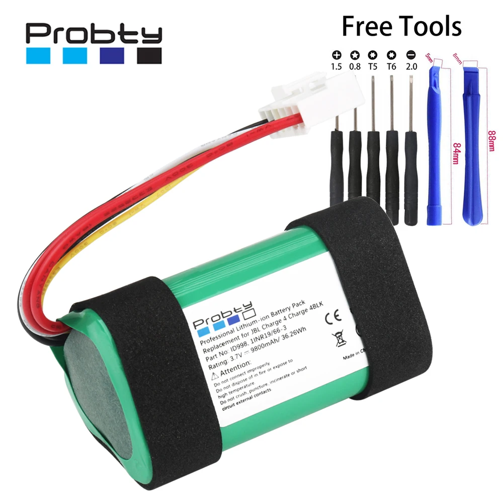 Original Probty 9800mAh 1INR19/66-3 ID998 IAA011NA SUN-INTE-118 Replacement Battery For JBL Charge 4 4BLK 4J Bluetooth Wireless