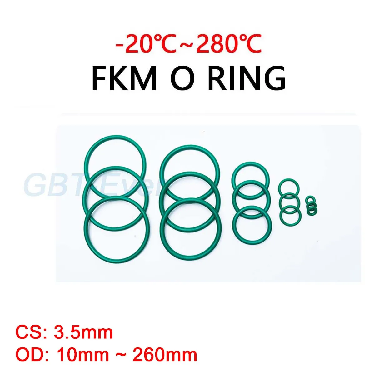 FKM Green Fluorine Rubber O Ring CS 3.5mm OD 10mm ~ 260mm O-Rings Sealing Gasket Washer Oil Resistant Acid & Alkali Resistant