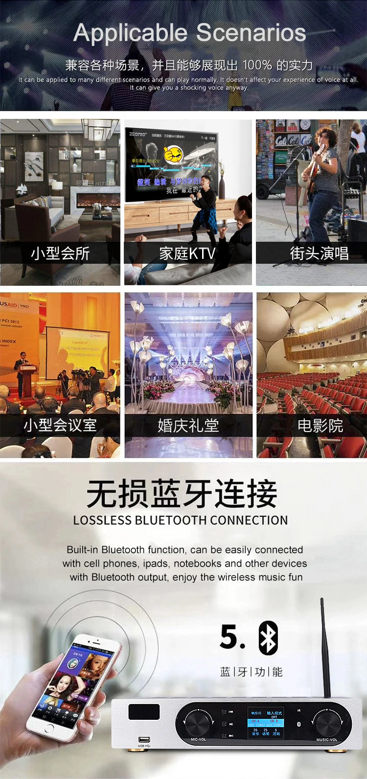 TLF Xtuga A301 Профессиональный усилитель мощности Эффектор Беспроводной микрофон 3 в 1 для выступления на сцене караоке