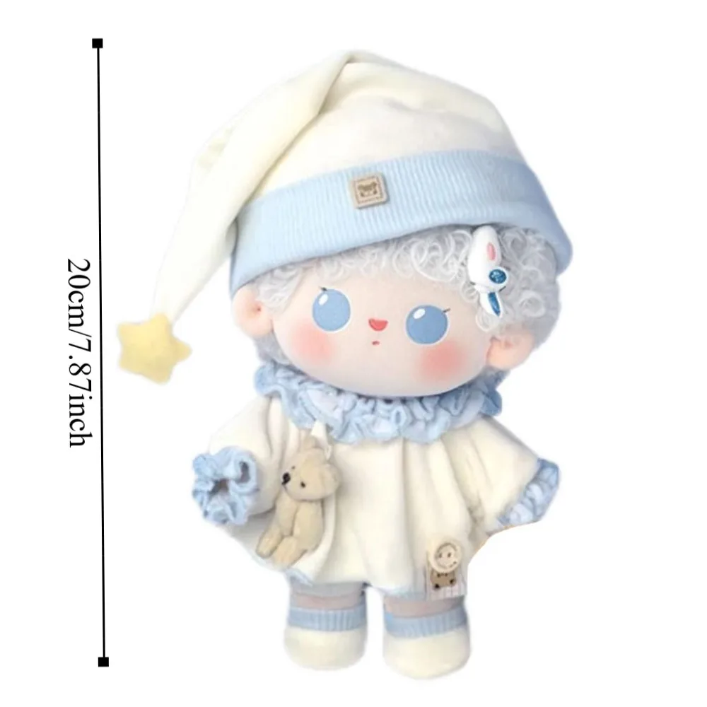 1 세트 잠옷 20cm 면 인형 옷 복장 패션 면 인형 옷 미니 스타 모자 봉제 인형 옷 20cm 면 인형
