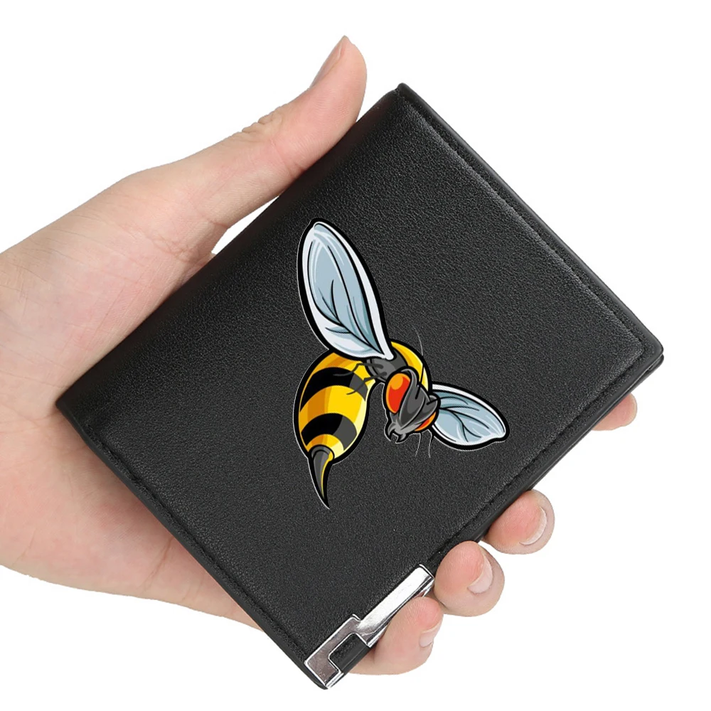 

New Arrivals Artistic Bumblebee classic Printing Pu Leather Wallet Men Women Billfold Credit Card Holders Short Purses