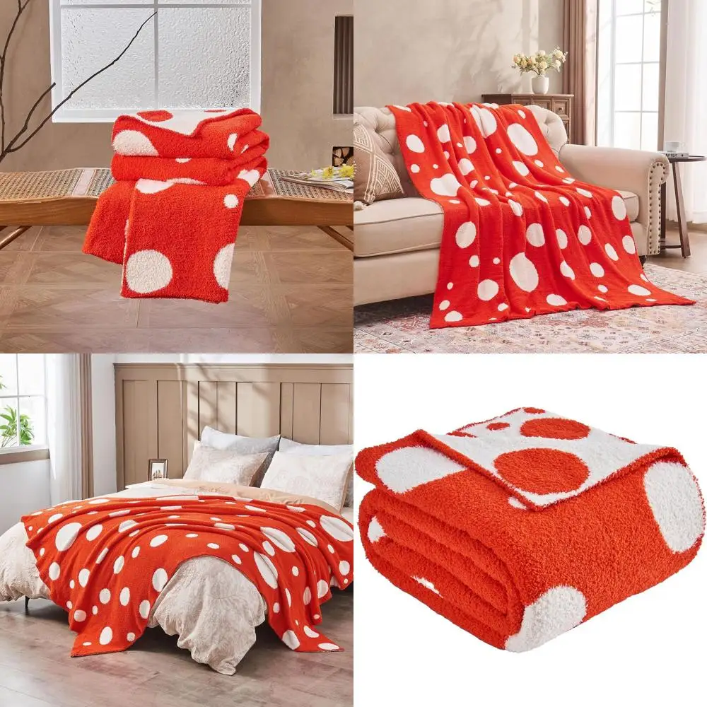 

Cozy Reversible Polka Dot Blanket, Soft & Plush, 60x80 inches, Perfect for Couch or Bed