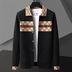 Luxury Spring and Autumn Men's Business Casual Fashion  Embroidered Designer Pocket High-quality Sleeve Knitted Cardigan  M-4XL