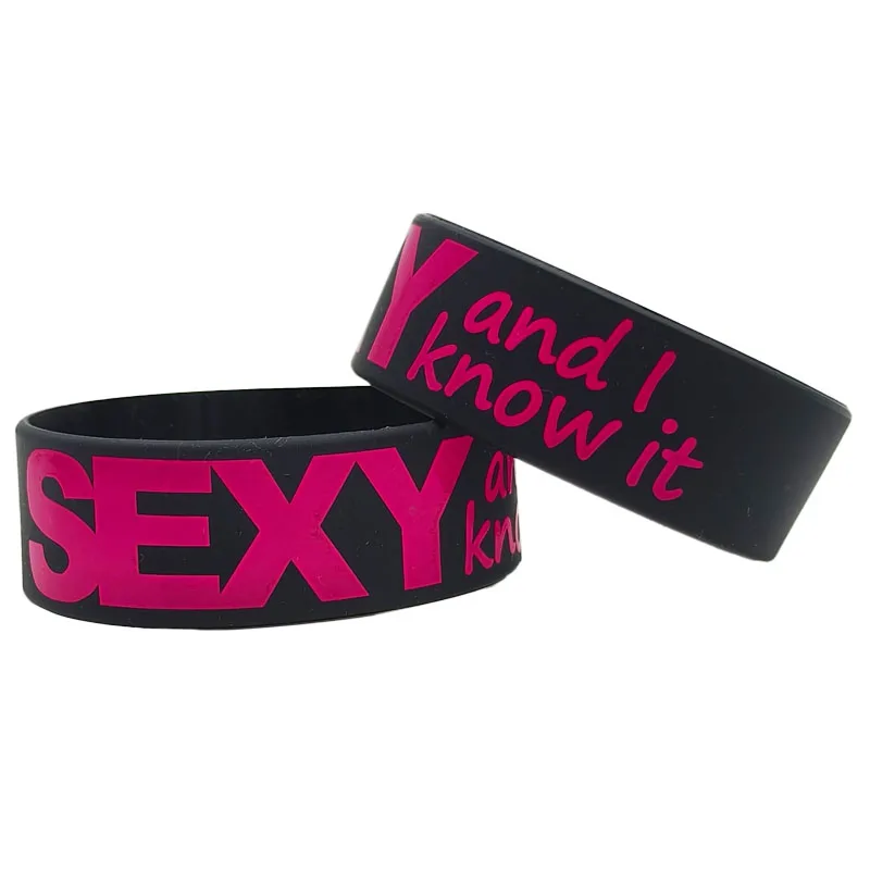 1PC Silicone Bracelets Bangles SEXY and I Know It Wrist Band Men Black Red Letter Bracelet Couple Women Men Jewelry Gift SH115