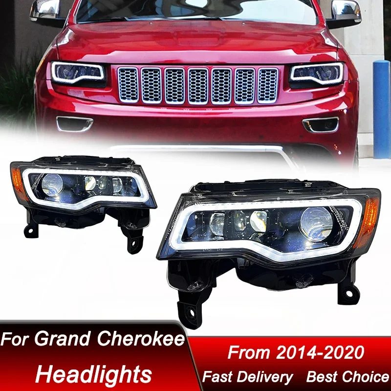 

Pop Car Led Headlights For Jeep Grand Cherokee 2014-2020 New Style Full LED Headlamp Assembly Upgrade Projector Lens Accessories