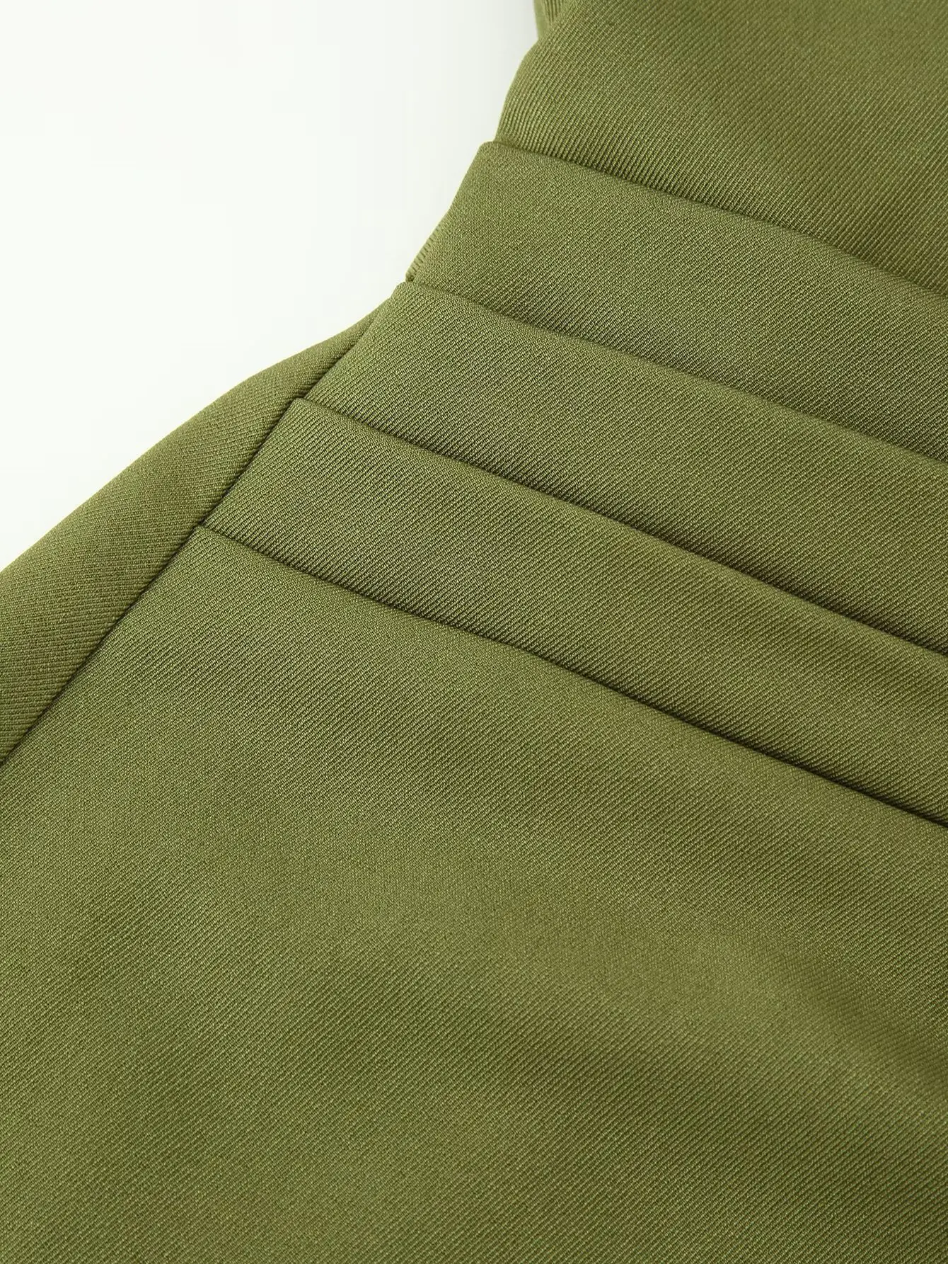 Suninheart Olive Green Asymmetric Blazer & Pants Set – Women's Ruched Waist Suit Two Piece Office Lady Autumn Fashion