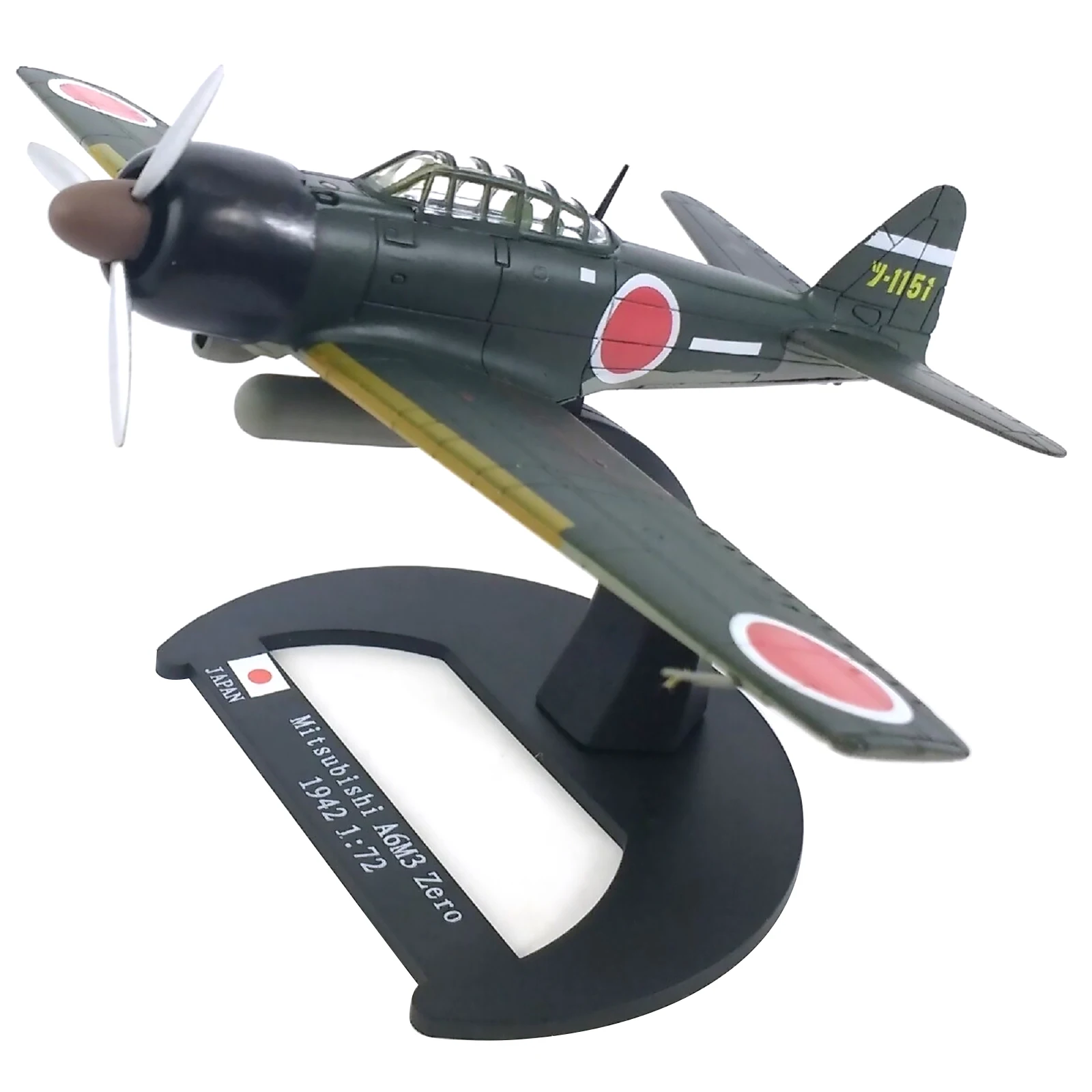 

1/72 Scale A6M3 WWII 1942 Japanese Zero Diecast Fighter Alloy Aircraft Model w/Stand Green For Collection Gift Home Decora