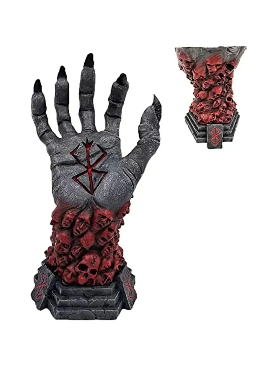 Berserk Figur Hand des Gottes Statue Anime Handgefertigtes Harz-Ornament Halloween Skelett-Figur Schreibtisch-Dekoration Gruselige Requisiten