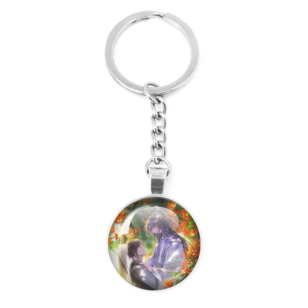 The Husky and His White Cat Shizun ErHa Mo Ran Chu WanNing Cosplay Anime Glass Cabochon Pendant Keychain دوستوں کو تحفے