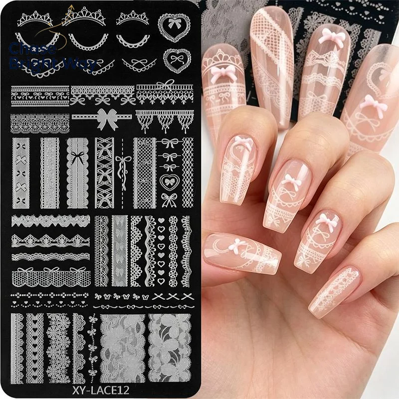 Stainless Steel Nail Stamping Plates Delicate Lace Floral Prints User-Friendly DIY Manicure Tool for Beginner Salon Use