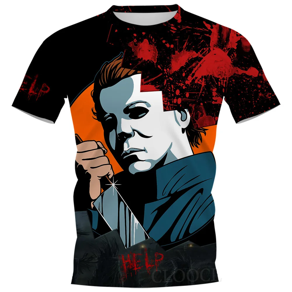 Halloween Men\'s Horror Style Tshirts Michael Classic Horror Movie Character 3d Prited T-shirt Men Casual O-neck Tees Men Clothes