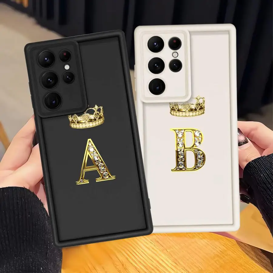Phone Cover Case for Samsung Galaxy S25 Ultra S25 Edge S24Ultra S24 Plus S22 S20FE S21 S23 FE Crown Letters A B