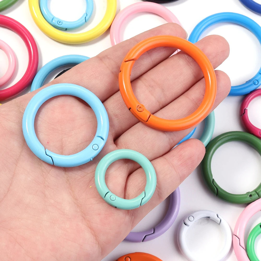 5-10 Stück/Los Bunte Federverschlüsse, aufklappbare runde Karabinerhaken, Schlüsselanhänger, Taschenclips, Haken, Hundekettenschnallen, Verbinder für DIY-Schmuck – Detail 6