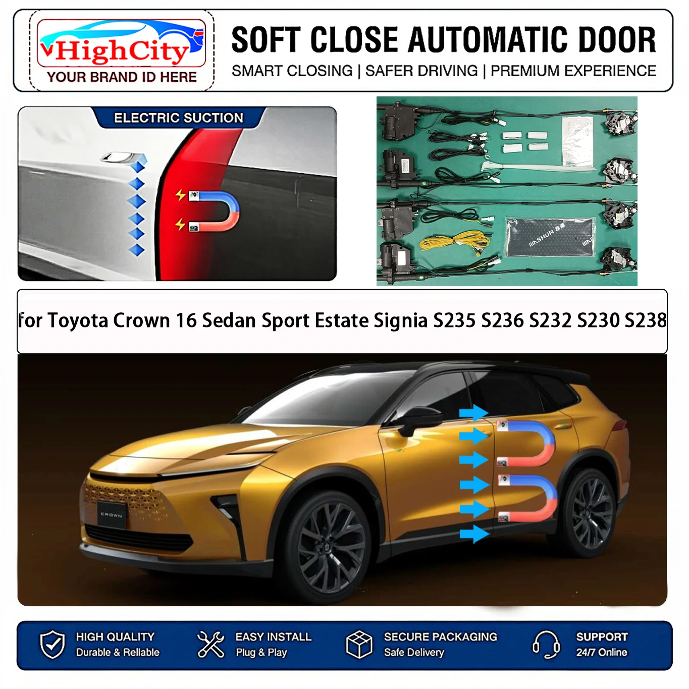 for Toyota Crown 16 Sedan Sport Estate Signia S235 S236 S232 S230 S238 Electric Suction Door Kit Anti Pinch Auto Latch System