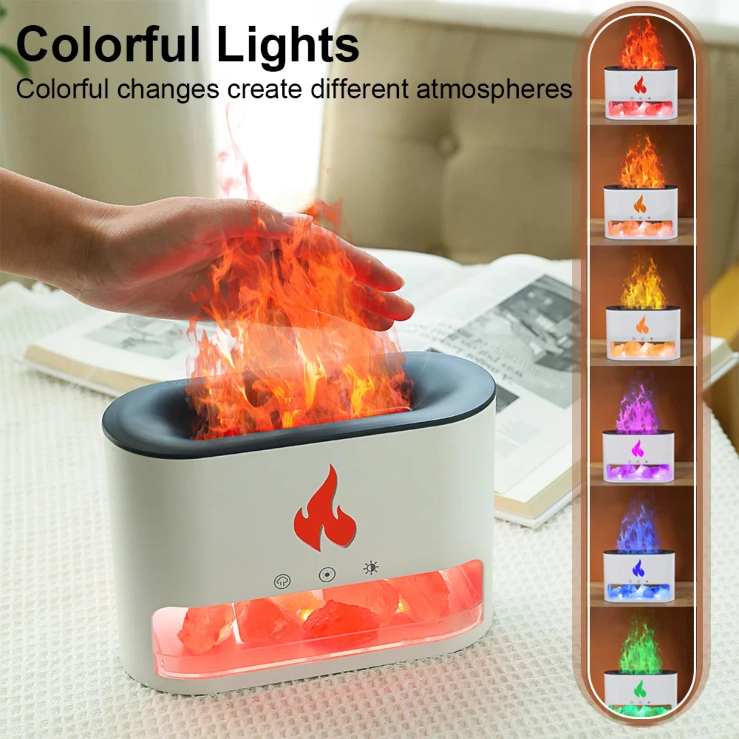 New Efficient Scented Fire Flame Essential Oil Diffuser Humidifier - Aromatherapy Air Humidifier for Bedroom - Powerful Home Hum