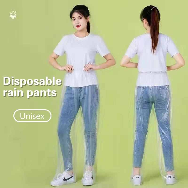【B】Disposable Rain Pants Thickened Pack Foot Drift Waterproof Split Set Tourism Clear Raincoat Rainsuit Outdoor Travel Cycling
