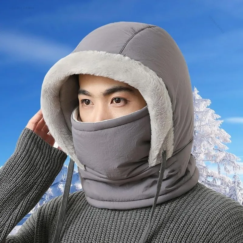 Winter Warm Fleece Lined Trapper Hat Men Women Windproof Ear Flap Neck Warmer Face Cover Cycling Riding Cold Weather Outdoor Cap