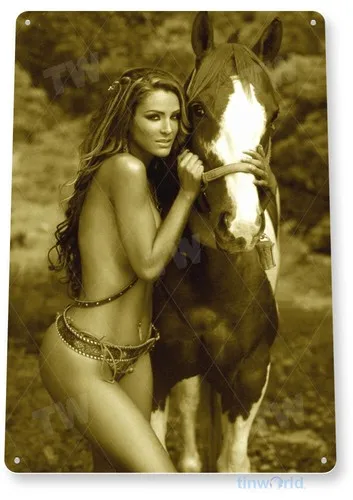 TIN SIGN Saddle Up Metal Décor Art Pin-up Girl Farm Cowgirl Shop Garage A793 --Tin Sign