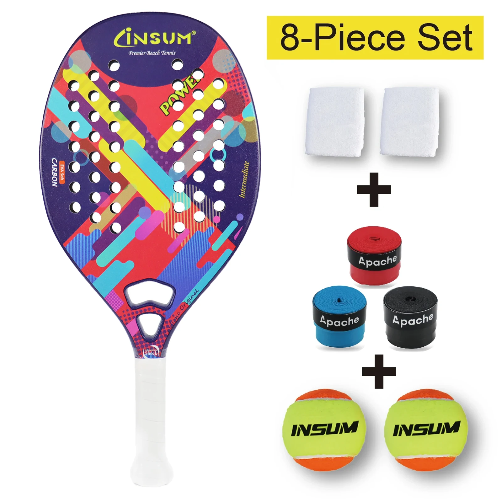 

Beach Tennis Racket Full Carbon Professional Racket EVA Training Use Beach Tennis Racket Increases Spin & Control for Outdoor