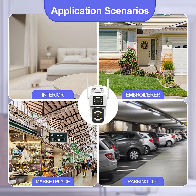 Dual Lens Wireless Camera 3MP Wireless Security Camera Motion Detection Audio Video 1080P HD Surveillence Outdoor CCTV Camera