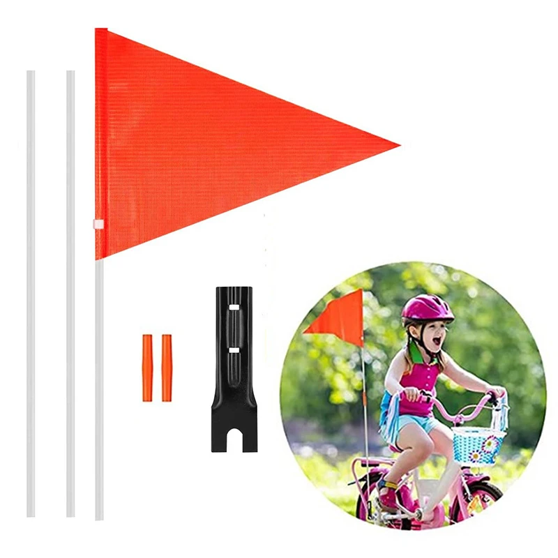 Bike Safety Flag Go Cart Water Resistant Safety Flag With Poles Children Bike Reusable Safety Flag For Trailer Kayaking