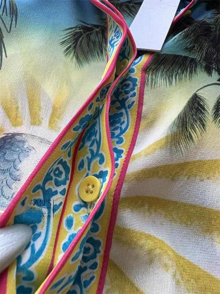 

Susan Ao Pure Original Retro Long Sve Silk irt Beach Island Print Faionable Ele Women's irt Summer 2025 Collar