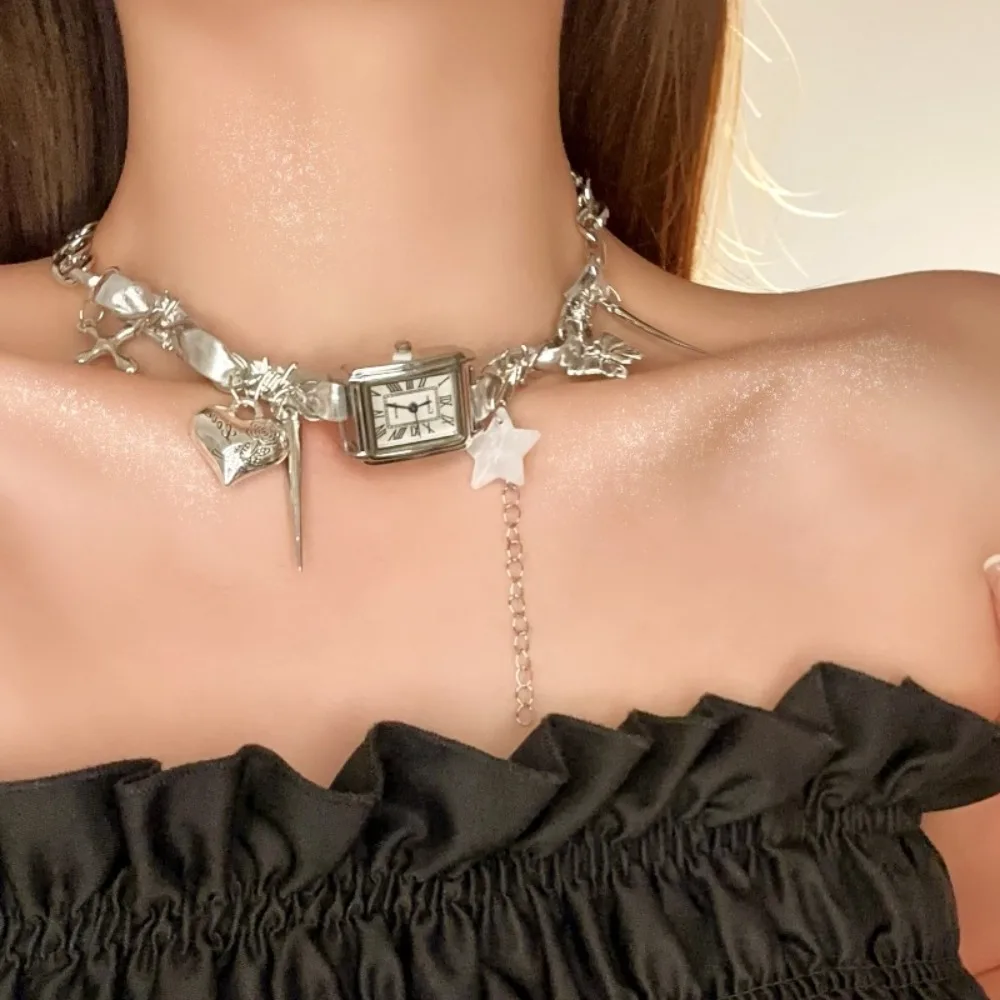 

Star Watches Pedant Choker Cross Butterfly Gothic Rivet Necklace Women Neck Jewelry Accessories Y2K Tassel Necklace Girls